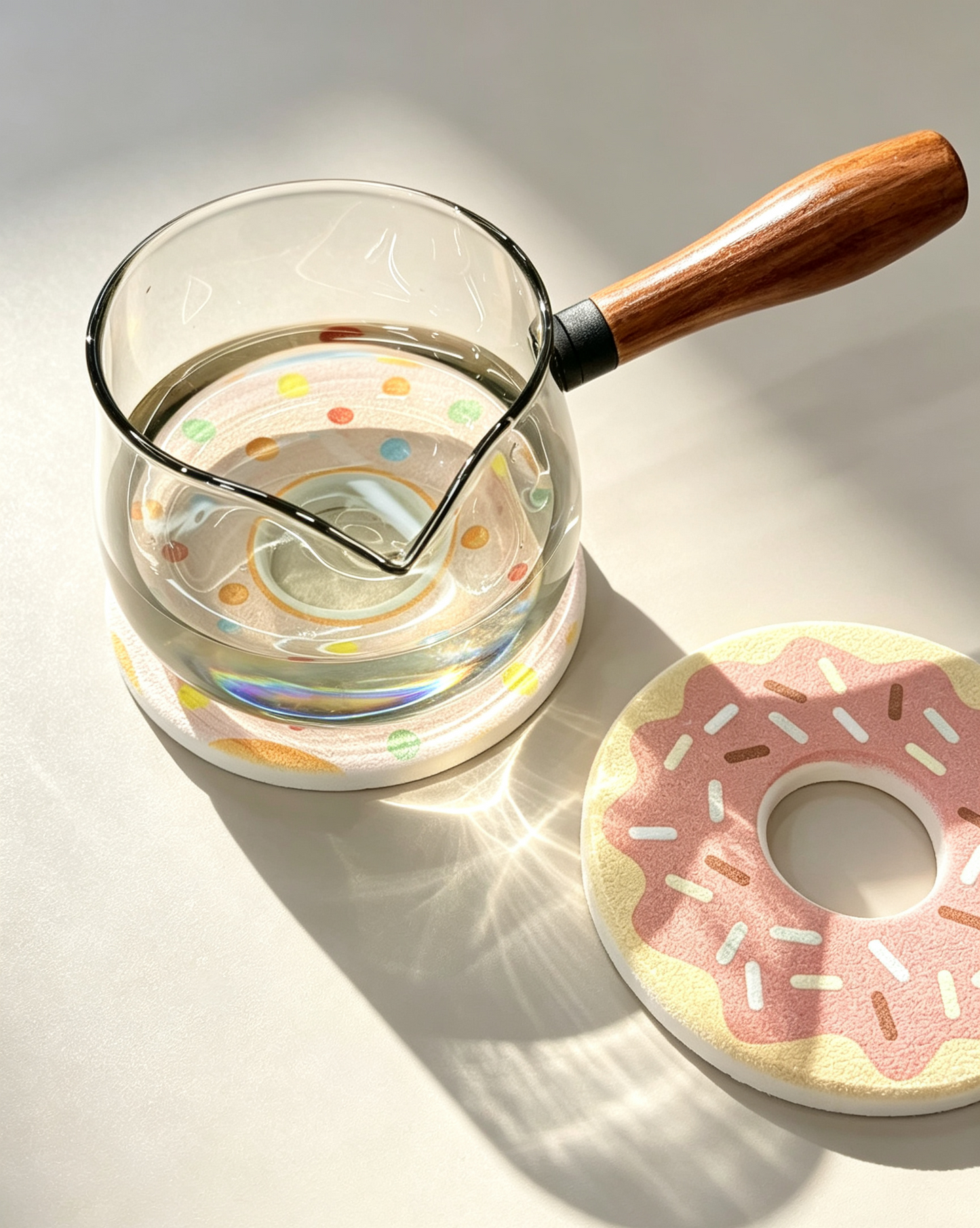 Qisheng 10cm Pink Polka Dot Diatomite Coasters