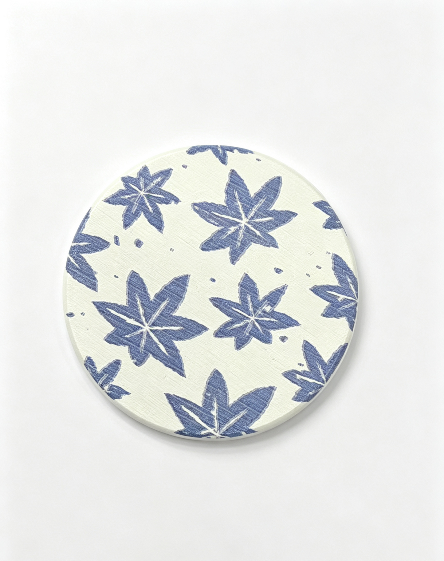Qisheng 10cm Blue Leaf Diatomite Coaster w/ Cork Base 60g
