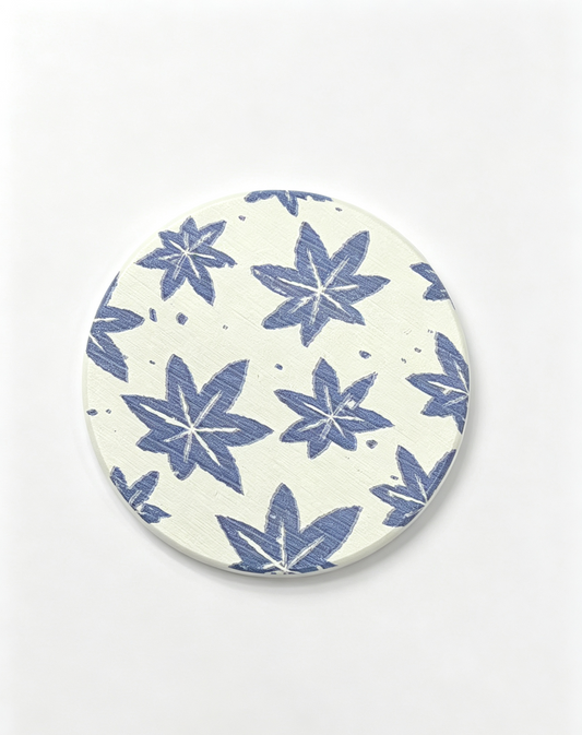 Qisheng 10cm Blue Leaf Diatomite Coaster w/ Cork Base 60g