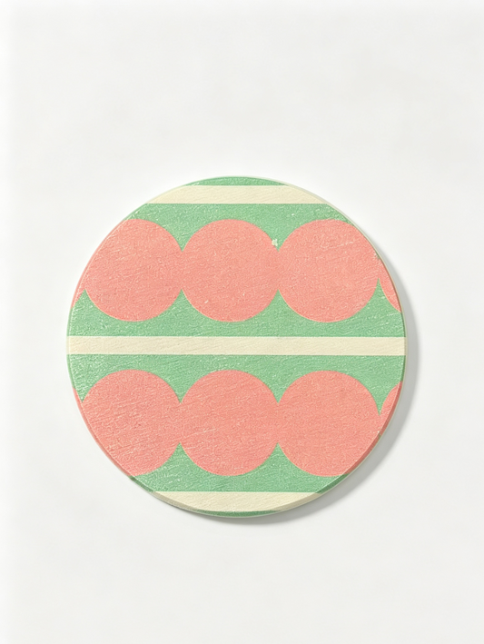 Qisheng Diatomaceous Earth Green Pink Coasters 10cm