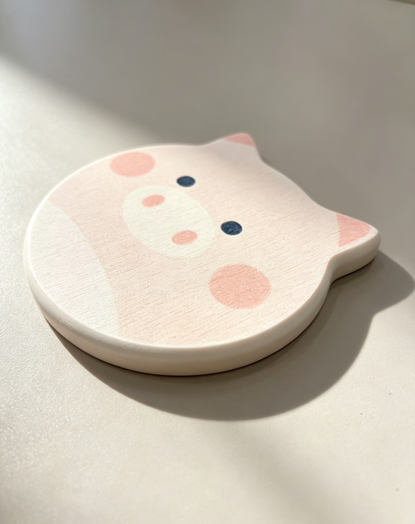 Qisheng 13.5cm Pink Pig Diatomite Coasters