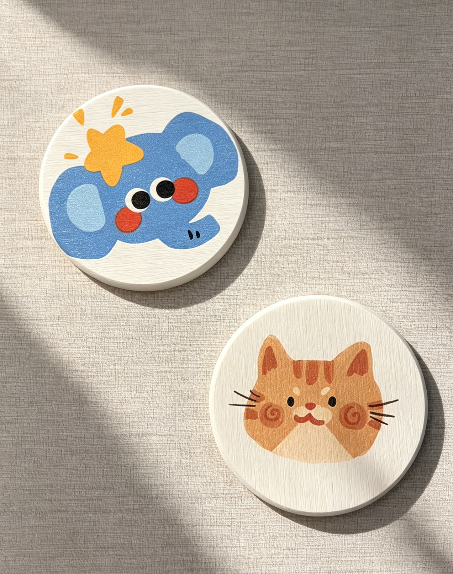 Qisheng 10cm Blue Elephant Diatomite Coasters