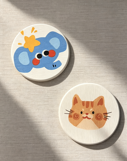 Qisheng 10cm Blue Elephant Diatomite Coasters