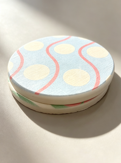Qisheng Diatomaceous Earth Blue Drink Coasters 10cm
