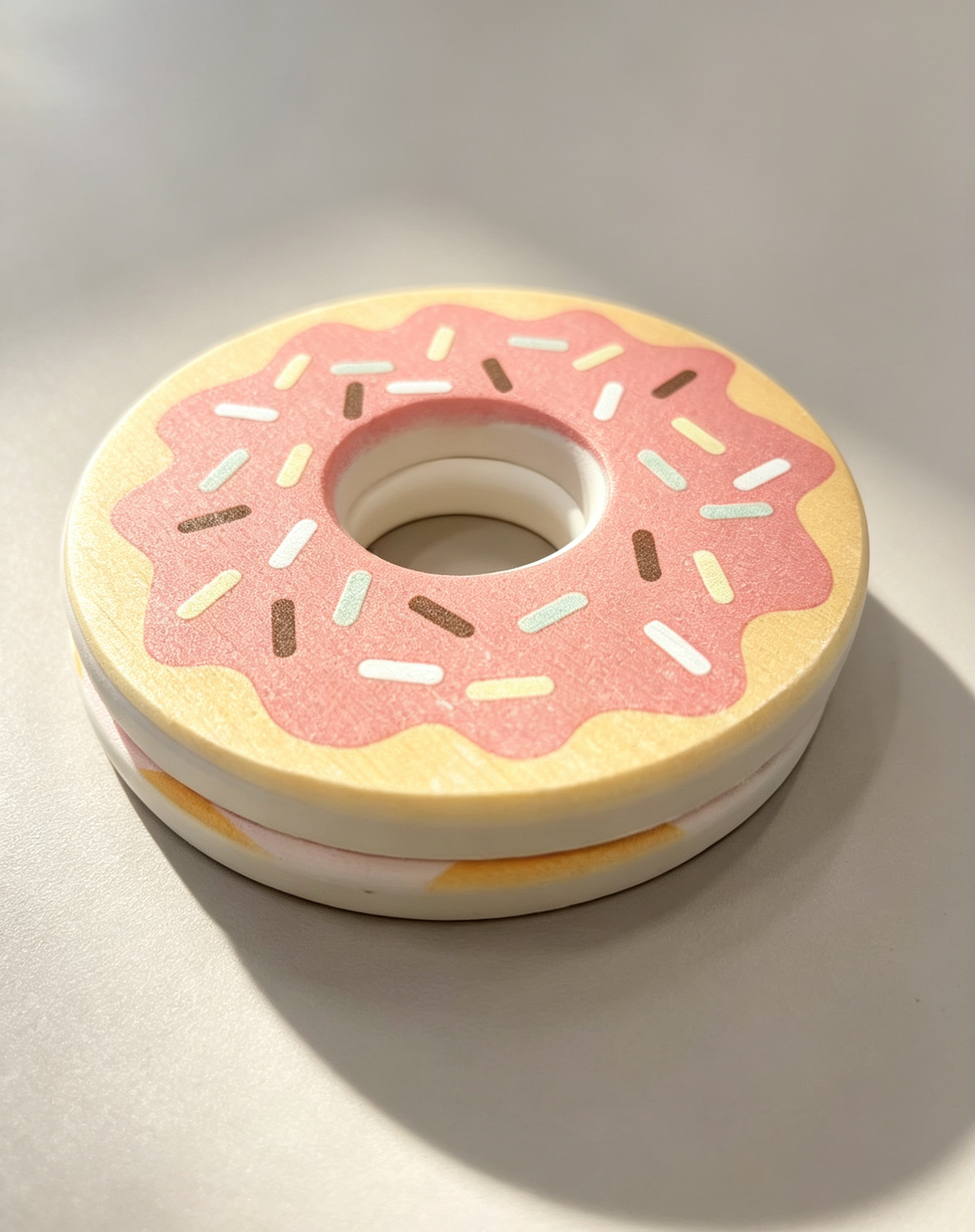 Qisheng 10cm Pink Donut Diatomite Coasters