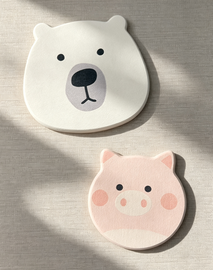Qisheng 13.5cm Pink Pig Diatomite Coasters