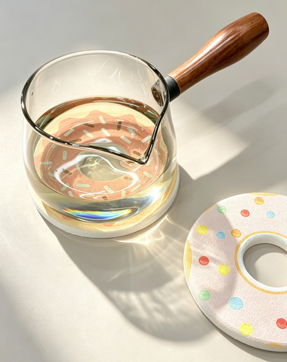 Qisheng 10cm Pink Donut Diatomite Coasters