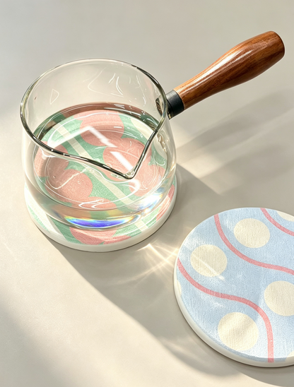Qisheng Diatomaceous Earth Green Pink Coasters 10cm